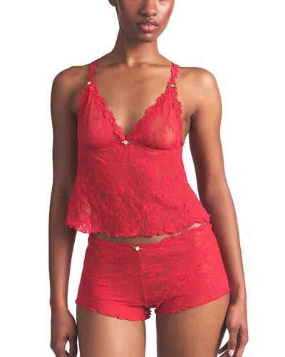Skims Stretch Floral Lace Camisole Set In Red
