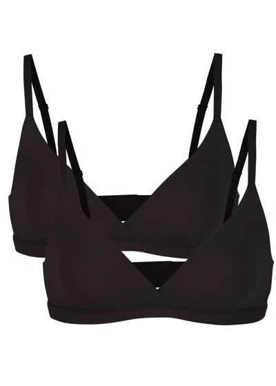Skims Stretch-jersey Crossover Bralette In Black