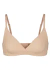 Skims Stretch-jersey Crossover Bralette In Neutral