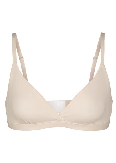 Skims Stretch-jersey Crossover Bralette In Neutral
