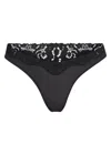 Skims Stretch-jersey Lace Trim Thong In Black