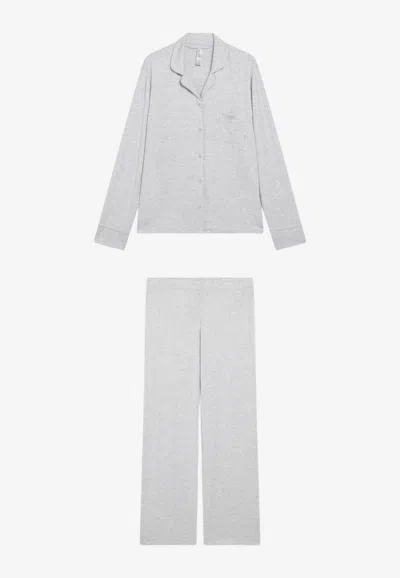 Skims Stretch Jersey Pajama Set In Gray