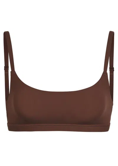 Skims Adjustable-straps Scoop-neck Bralette In Brown