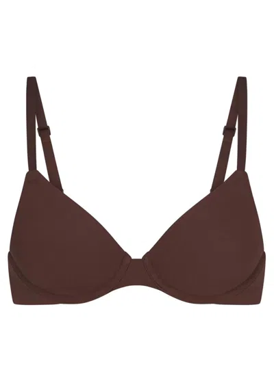 Skims Stretch-jersey T-shirt Bra In Brown