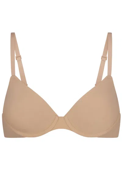 Skims Stretch-jersey T-shirt Bra In Nude
