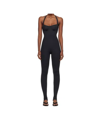 Skims Stretch Knit Bodysuit In Blue