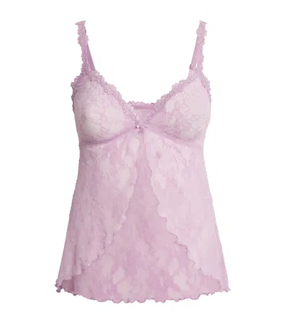 Skims Stretch Lace Babydoll Top In Pink