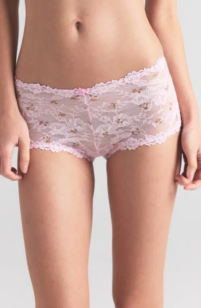 Skims Stretch Lace Boy Short In Cherry Blossom Rosebud Print