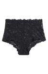 Skims Stretch Lace Boyshorts In Soot