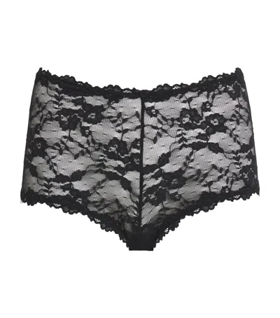 Skims Stretch-lace Boyshorts In Black