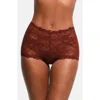 Skims Stretch Lace Boyshorts In Oxblood