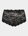 Skims Stretch Lace Boyshorts In Soot
