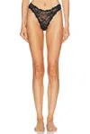 Skims Stretch Lace Dipped Thong In Black
