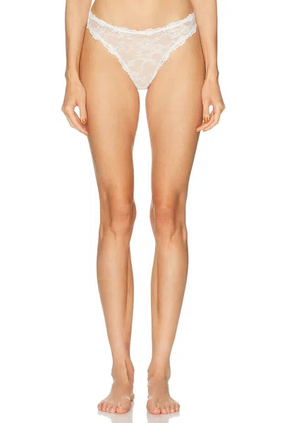 Skims Stretch Lace Dipped Thong In Gray