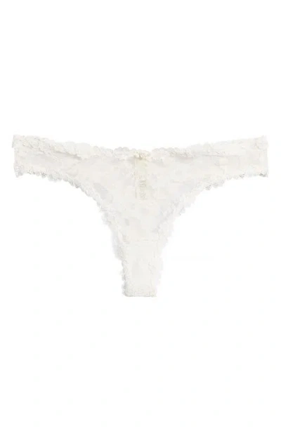 Skims Stretch Lace Dipped Thong In White