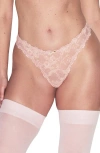 Skims Stretch Lace Dipped Waist Thong In Pink