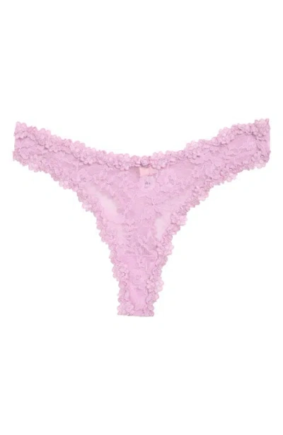 Skims Stretch Lace Dipped Thong In Pink