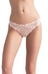Skims Stretch Lace Dipped Thong In Neutral