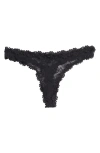 Skims Stretch Lace Dipped Thong In Soot