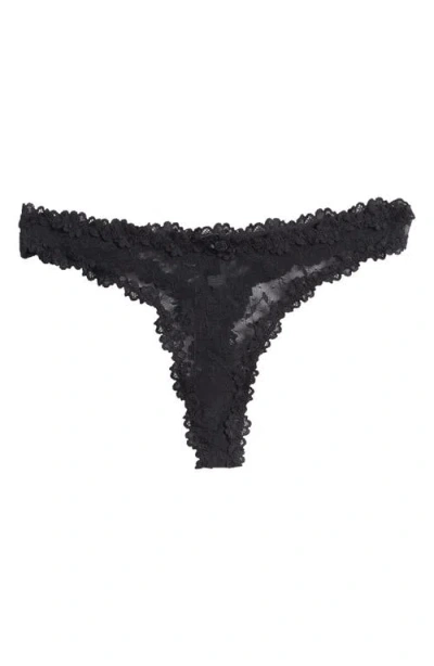 Skims Stretch Lace Dipped Thong In Soot