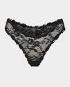 Skims Stretch Lace Dipped Thong In Soot