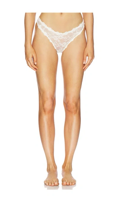 Skims Stretch Lace Dipped Thong In White