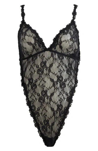 Skims Stretch Lace Teddy In Black