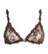 Skims Stretch Lace Triangle Bralette In Brown