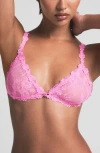 Skims Stretch Lace Triangle Bralette In Pink