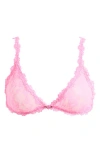 Skims Stretch Lace Triangle Bralette In Sugar Pink