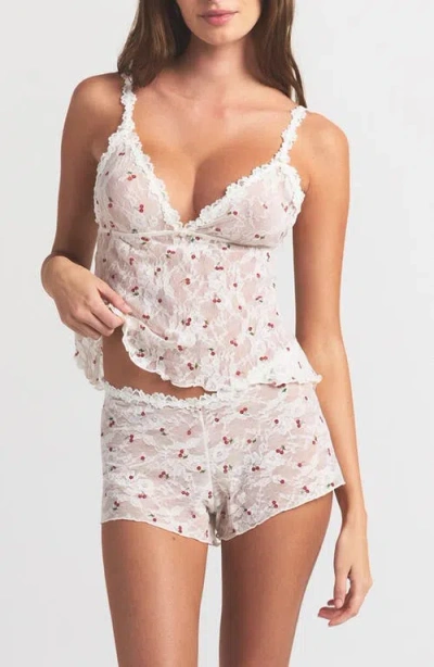 Skims Stretch Floral Lace Camisole Set In White