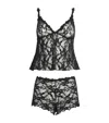 Skims Stretch Lace Triangle Camisole And Shorts Set In Black