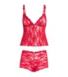 Skims Stretch Lace Triangle Camisole And Shorts Set In Red