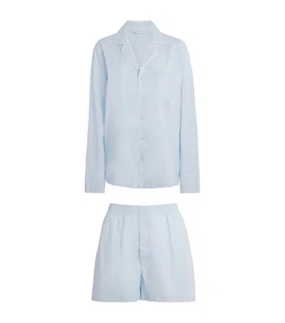 Skims Stretch-cotton Sleep Pyjama Set In Blue