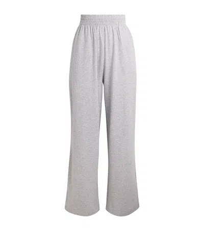 Skims Stretch-cotton Wide-leg Sweatpants In Gray