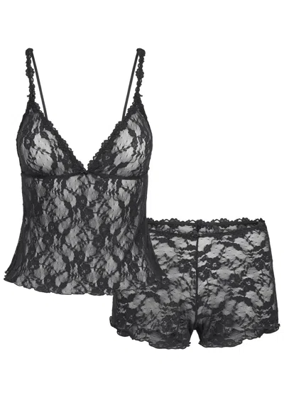 Skims Stretch-lace Triangle Cami And Short Set In Gray