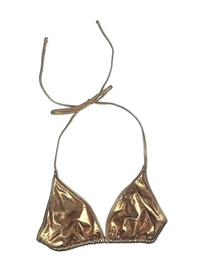 Pre-owned Skims Swimsuit Top Gold Metallic Pattern Swimwear