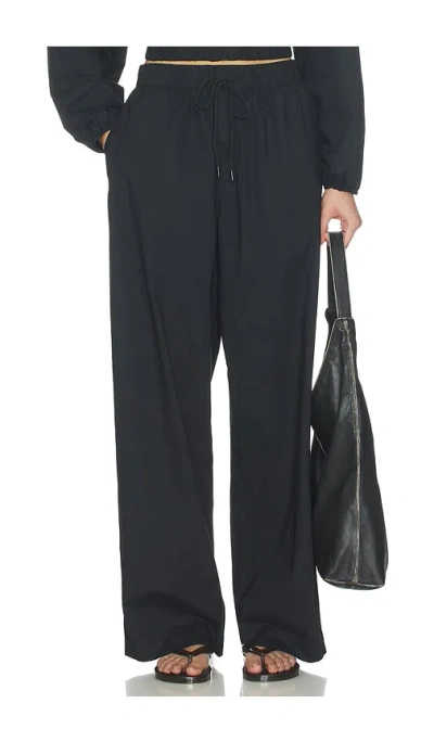 Skims Swiss Cotton Sateen Oversized Drawstring Pant In Black