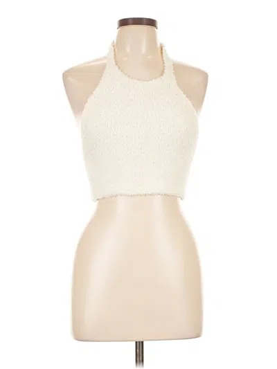 Pre-owned Skims Tank Top Ivory Solid Pattern Halter Neckline Tops In White