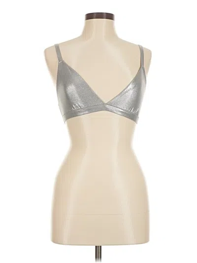 Pre-owned Skims Tank Top Silver Plunge Neckline Tops