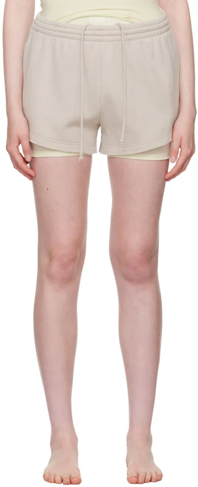 Skims Taupe Cotton Fleece Shorts In Stone