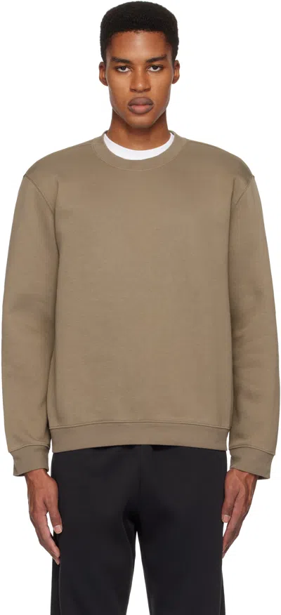 Skims Taupe Fleece Lounge Classic Crewneck Sweatshirt In Truffle