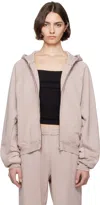 Skims Taupe French Terry Relaxed Zip Up Hoodie In Fawn