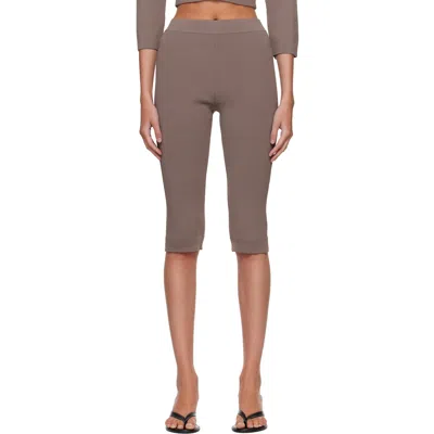 Skims Taupe Refined Knit Capri Leggings In Amethyst