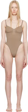 Skims Taupe Seamless Sculpt Thong Bodysuit
