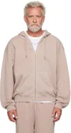 SKIMS TAUPE TERRY RELAXED ZIP UP HOODIE