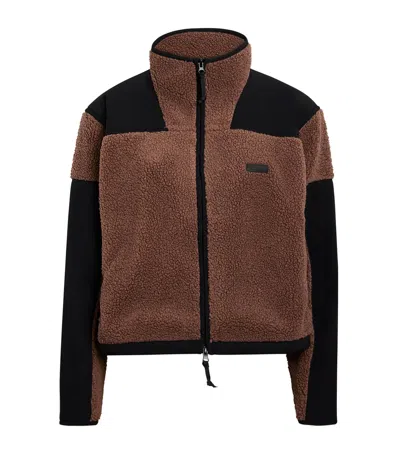 Skims Teddy Boxy Zip-up Jacket In Brown