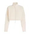 Skims Teddy Cropped Zip-up Jacket In Neutral