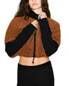 Skims Teddy Funnel Neck Cropped Jacket In Brown