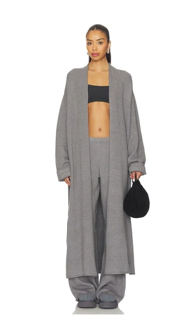 Skims Textured Knit Duster In Gray